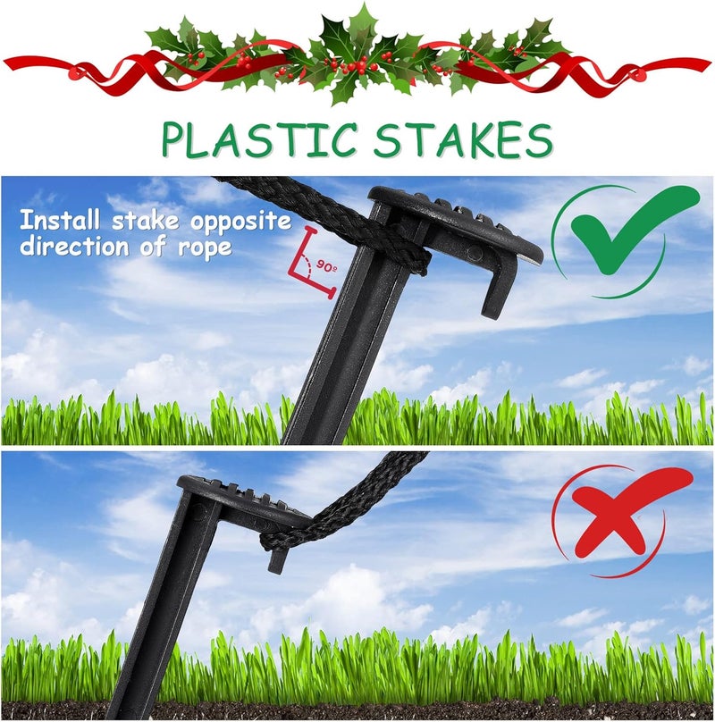 Yookeer 12 Pieces Plastic Inflatable Yard Stakes Set 5.7'' Heavy Duty Stakes for Inflatables Blow up Plastic Tent Christmas Decoration Landscape Ground Replacement Yard Ground Lawn Black Garden Peg - Image 2